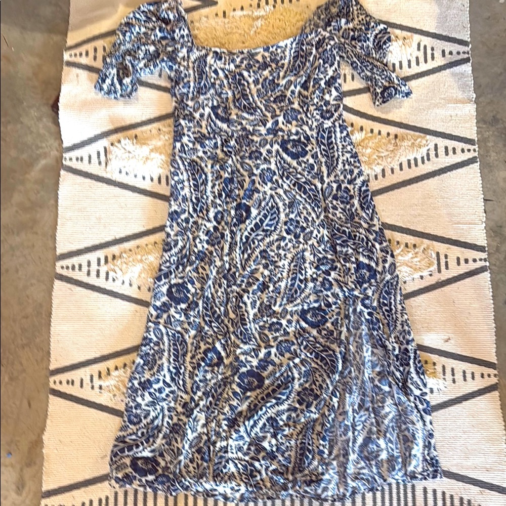 Elegant Blue and White Women's Dress